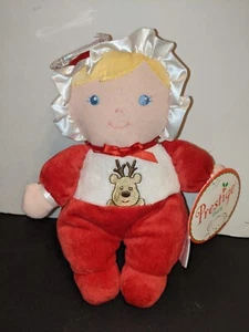 Prestige 8" Plush Rattle Baby Doll Christmas Holiday Blonde Girl - Picture 1 of 3