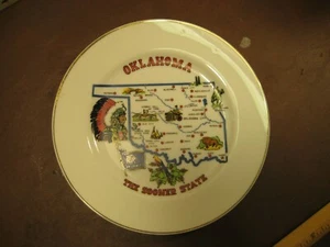 Oklahoma The Sooner State Map Souvenir Collector Plate - Picture 1 of 3