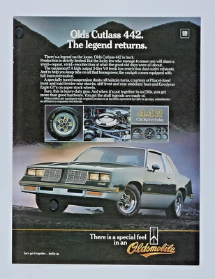 1984 Oldsmobile Cutlass 442 The Legend Returns Vintage Original Print Ad 8.5x11" - Image 1 of 4