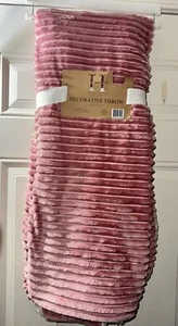Homespun + Heritage Pink Decorative Blanket Throw 50 In x 60 In - Picture 1 of 4