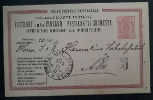 RARE 1885 Finland 10F Stamped Postcard with Railway cancel to Åbo - Bild 1 von 2