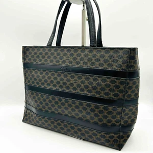 CELINE Macadam Tote Bag Brown PVC Leather Shoulder Handbag Monogram Authentic - Picture 1 of 22