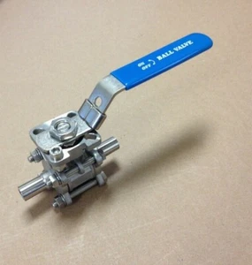 1/2" 3 Piece Full Port Ball Valve Weld Ends 316 Stainless Steel Sanitary WOG1000 - Picture 1 of 3