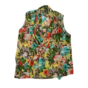 Kut From The Kloth Blouse XL Floral Sleeveless Faux Wrap Boho Resort - Picture 1 of 4