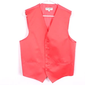 Vesuvio Napoli Mens Size M Coral Salmon Pink Formal Dress Vest Waistcoat - Picture 1 of 4