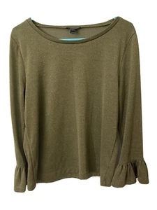 J Crew Glitzer Glockenärmel Top olivgrün Large H1877 - Bild 1 von 5