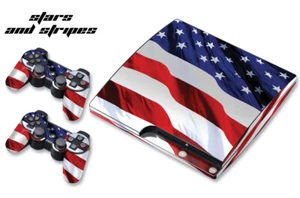 Calcomanía de vinil para consola PS3 Slim PlayStation 3 + controlador Stars n Stripes - Imagen 1 de 1