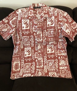 VINTAGE MAUI TRADING CO. MEN'S SIZE L RUST & WHITE SHORT SLEEVED SHIRT EUC - Picture 1 of 11