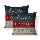 2Pcs Faith Family Freedom Stars On Wood Background Pillow Covers 18X18 Indepe...