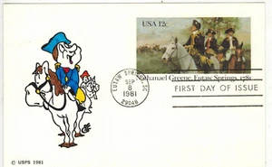 1981 ELLIS ANIMATED HANDPAINTED TINTED FDC UX90 NATHANIEL GREENE EUTAW SPRINGS - Picture 1 of 1