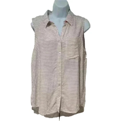 Niña Krazy Dobladillo Dividido Rayas Rosa Blanco Sin Mangas Botones Ajuste Novio Grande Foto 1 de 3