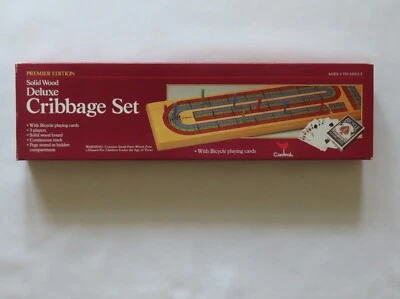 Premier Edition Solid Wood Deluxe Cribbage Set w/Bicycle Playing Cards - Mint  - Image 1 of 2