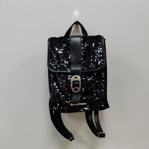 Dr Martens Black Silver Reversible Sequin Rare Mini Backpack Bag Size 11" Gift - Picture 1 of 10