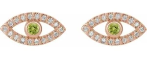 1.08ct Natural round diamond 14K solid yellow gold Peridot wedding stud earrings - Picture 1 of 3