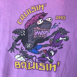 ALAB Skateboard SHIRT XXL Retro Purple Shark Rat CRUISIN and BRUISIN Streetwear - Picture 1 of 10