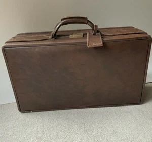 Hartmann Woodbox Belting Pullman Suitcase Brown Vintage (No Keys) Vinyl 21" - Picture 1 of 12