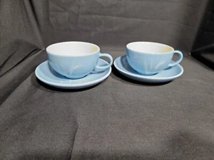 Winfield Blue Pacific Bamboo 2 Tea/Coffee Cup & Saucer Sets MCM USA Made Vintage - Picture 1 of 9