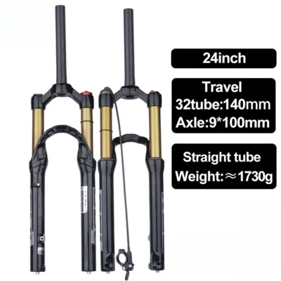 24inch MTB Bicycle Front Suspension Air Fork Travel 110mm Straight Tube - Image 1 of 4