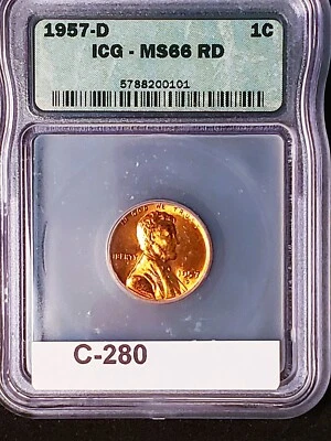 1957-D Lincoln Cent -ICG MS-66 - Image 1 of 2