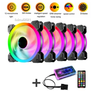 3/5/6 Packs 120MM RGB LED PC Cooling Fan Computer Game Radiator Remote Control - Picture 1 of 11