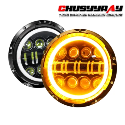 Par de faros LED redondos de 7 pulgadas de haz alto bajo H4 para Suzuki Samurai 1986-1995 Foto 1 de 4