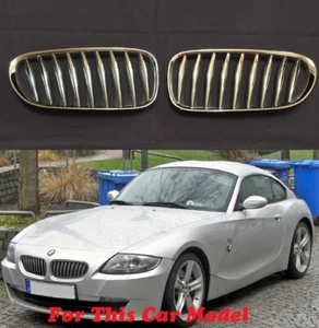 MIT Front Kidney Hood Grill Chrome-Silver For '2003-'2008 BMW Z4 COUPE CABRIOLET - Picture 1 of 2