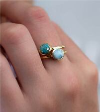 Larimar,Blue Turquoise Ring 925 Sterling Silver Ring Wedding Ring AB-740