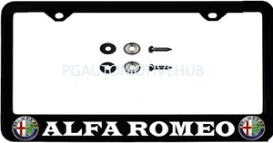 License Plate Frame Black Stainless Steel Vinyl Lettering FOR ALFA ROMEO - Foto 1 di 3