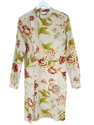 Asos Designs Shirt Dress Women's Size XS Floral Button Front Linen Blend L/S - Image 1 of 4