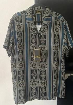 Casa Moda Woven Shirt Till/ Black Baroque Pattern Size L - Image 1 of 4
