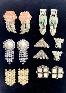 Vintage Lot of 7 Rhinestone Art Deco SHOE Or Scarf CLIPS - Picture 1 of 6