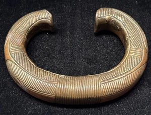 Antico Bracciale Tribale Coppia Bronzo Zanna Grande XIX Secolo Gabon Bello! - Foto 1 di 13