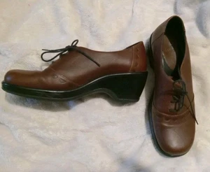 Dansko Brandy Brown Wedge Lace Up Oxfords Size EU39 US 9 Made In Portugal - Picture 1 of 5