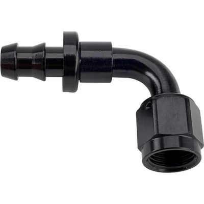 Montaje de extremo de manguera push-on negro de 90 grados, -6 AN Foto 1 de 4