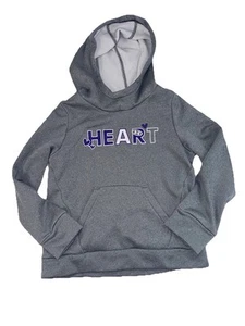 Under Armour Storm Girls Gray& Purple Heart Design Hoodie Sweatshirt Size Small - Picture 1 of 5