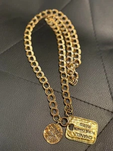 Chanel Cambon Gold Plated Necklace Metal Pendant Chain 24.4 Inch Vintage - Picture 1 of 7