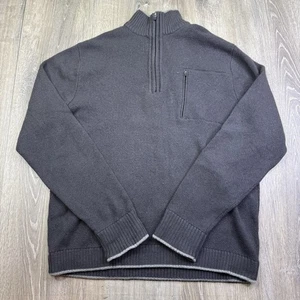 Ibex Sweater Gray Half Zip Merino Wool Chest Pocket Pullover Mock Neck Mens XL - Picture 1 of 10
