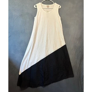 Chico’s Maxi Dress NWT Sz 1 White Black Colorblock Sleeveless Asymmetrical Fairy - Picture 1 of 10