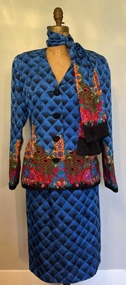 Vintage 80’s Anne Crimmins UMI Collections Jacket Skirt Scarf  Women’s Silk 8-10 - Image 1 of 4