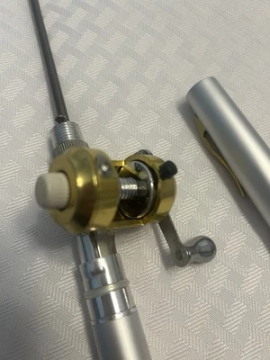 Fishing Rod Pen Telescoping Rod Conventional Reel Travel Friendly Brass Reel - Image 1 of 4
