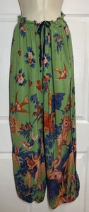 Anthropologie Lively Schlafhose Damen XS Pyjama Lounge Vögel grün weites Bein - Bild 1 von 14