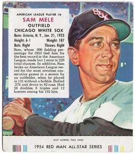 1954 Red Man #AL6 Sam Mele With Tab Chicago White Sox VG - Picture 1 of 2