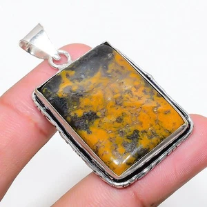 Ciondolo gioiello in argento sterling 925 fatto a mano con pietra diaspro oce... - Foto 1 di 5