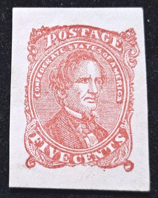 Estampilla CSA de Estados Confederados de Estados Unidos 5c Jefferson Davis Foto 1 de 2