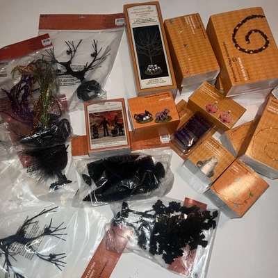 VARIOUS Department 56 Halloween Village Accessories Lights, Trees, Skulls..NEW