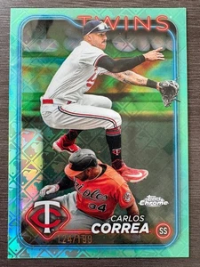 2024 Topps Chrome Logofractor Carlos Correa #156 Aqua Refractor seriale /199 - Foto 1 di 2
