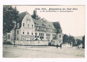 Wien XIII, Hütteldorf, Bürgerschule d. Stadt Wien, Linzerstraße u. Hochsatzeng. - Foto 1 di 2