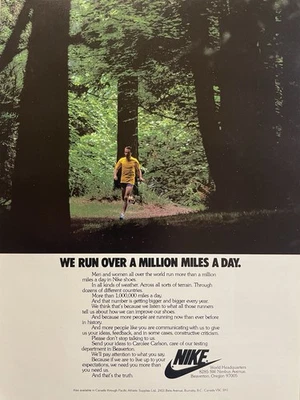 Anuncio de zapatos para correr Nike corremos más de un millón de millas al día. Foto 1 de 4