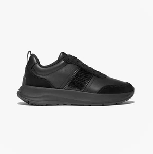 FitFlop F-MODE LENTEJUELAS FLOW GAMUZA/CUERO Mujer Con cordones -Todo Negro - Imagen 1 de 6