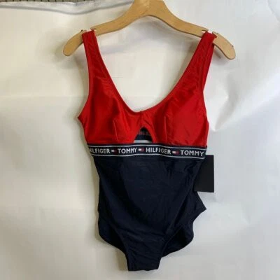 TOMMY HILFIGER Standard Iconic One Piece Swimsuit Women's Size XS Navy - Image 1 of 4